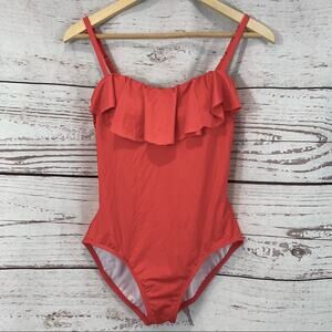 Laundry coral bathing suit ruffle